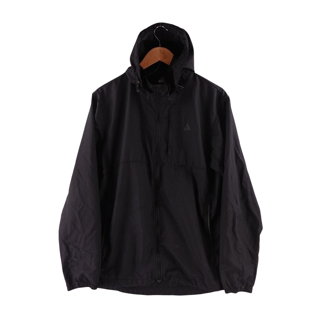 Nike Mens Medium ACG Storm-FIT Hooded Jacket Black Ripstop Windbreaker RN56323